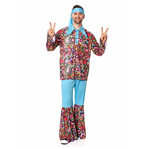 Kostümplanet Hippie Kostüm Herren Flower Power Verkleidung (48-50) von Kostümplanet