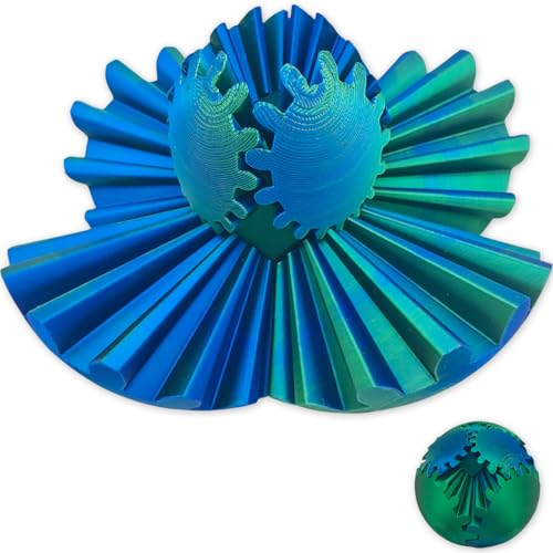 GearSphere - Das Steampunk-Wirbelwunder-Fidget, Zahnradball 3D-Gedruckter Zahnradball, Spin-Ball Oder Cube-Fidget-Spielzeug, Zahnradkugel, Stressball, Fidget-Ball, Angstlinderung (Blue&Green) von Koufeil