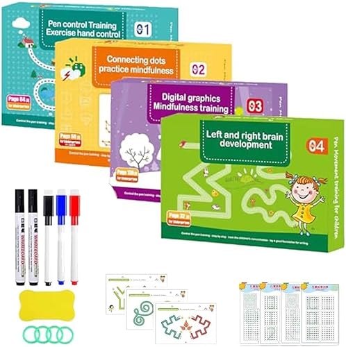 4PCS Scribble Smart Workbook, verbessert die frühkindliche Bildung mit praktischen Lernaktivitäten, kein Bildschirmlernen für kleine neugierige Köpfe, wiederverwendbar und umweltfreundlich, von Kouipoie