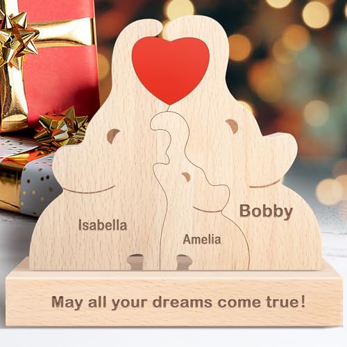 Personalisiertes Holzkunstpuzzle der Elefanten Familie mit 1-8 Namen, benutzerdefinierte Familienname Skulptur Jigsaw, Tier Dekorativ Ornament Ideen für Weihnachten Jubiläum Muttervatertag Vatertag Personalisiertes Holzkunstpuzzle der Elefanten Familie mit 1-8 Namen, benutzerdefinierte Familienname Skulptur Jigsaw, Tier Dekorativ Ornament Ideen für Weihnachten Jubiläum Muttervatertag Vatertag von Kowlone