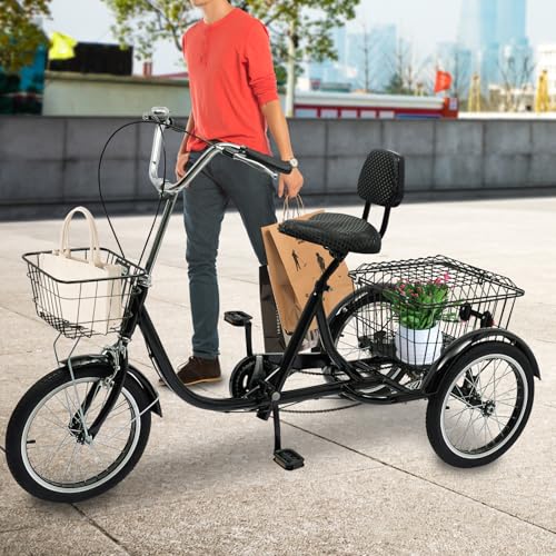 Dreirad für Erwachsene 150x62CM Klappbar, 3 Räder Adult Fahrrad Erwachsenendreirad Dreirad Fahrrad Tricycle Fahrrad Cruise Bikes Mit LED Licht & Gemüsekorb & Glocke von Kozivmo