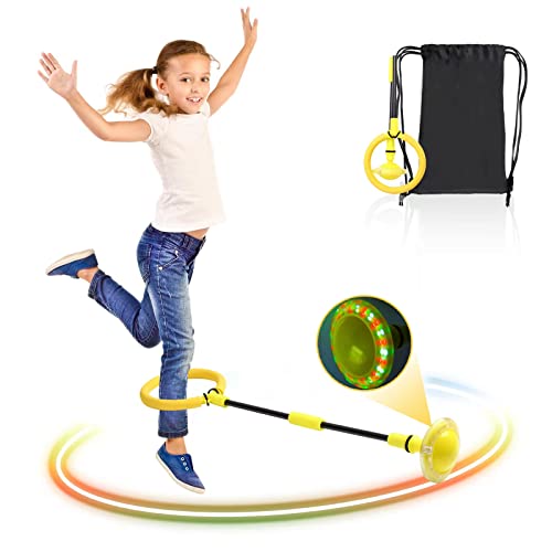 Kqpoinw Kinder Blinkender Springring, Knöchelsprungball Glühender Springender Ball Blinkender Sprungball Kinder Outdoor Spielzeug, Faltbarer Flash Jumping Ball,Swing Wheel mit Lichtrad von Kqpoinw