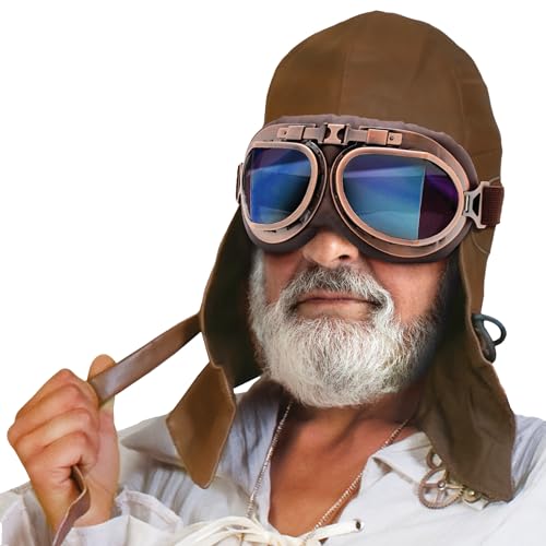 Aviator Set Retro Vintage Pilotenmütze mit Fliegerbrille für Erwachsene Braun Kostüm-Zubehör Pilot Fasching Karneval Aviator Set Retro Vintage Pilotenmütze mit Fliegerbrille für Erwachsene Braun Kostüm-Zubehör Pilot Fasching Karneval von Krause & Sohn
