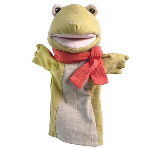 Handpuppe Plüschpuppe aus Stoff Handpuppen 29 cm in dezenten Erdtönen für Kinder für Puppen- und Kasperletheater Spielzeug (Frosch Quacki) von Krause & Sohn