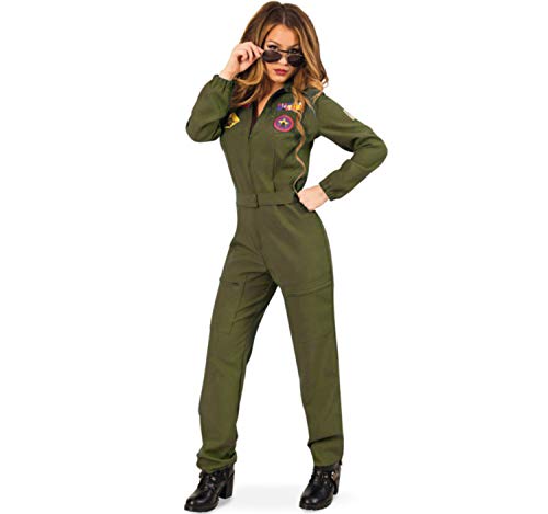 Kampfpilotin Kostüm Eva Militär für Damen Gr. 40 grün Jumpsuit Pilotin Uniform Militär Fasching Karneval Paarkostüm von Krause & Sohn