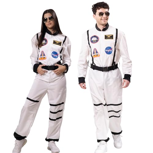 Krause & Sohn Astronaut Kostüm Weltraumreisende für Erwachsene Gr. S-XL Weiß Berufe Unisex DAmen Herren Fasching Paarkostüm Karneval (Small) von Krause & Sohn