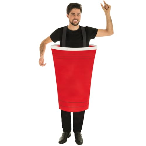 Krause & Sohn Beer Pong Kostüm XXL Becher Trinkspiel für Erwachsene Onesize rot JGA Fasching Karneval Party-Kostüm von Krause & Sohn