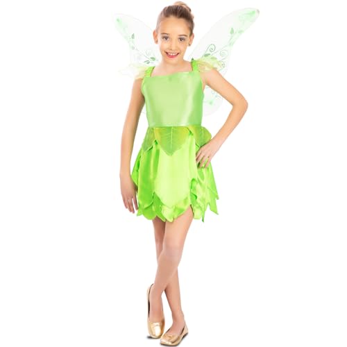 Krause & Sohn Fee Kostüm Magische Tinkerbell mit Flügeln für Kinder 3-12 Jahre grün Elfe Fasching Karneval Geburtstag (10-12 Jahre) von Krause & Sohn