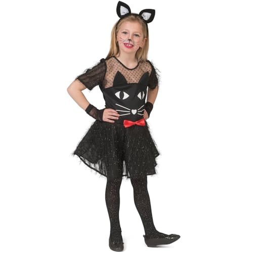 Krause & Sohn Katzen Kostüm Kitty Lucy für Kinder Gr. 104-140 Schwarz Tier schwarze Katze Halloween Fasching Karenval Tierkostüm Geburtstag (104) von Krause & Sohn