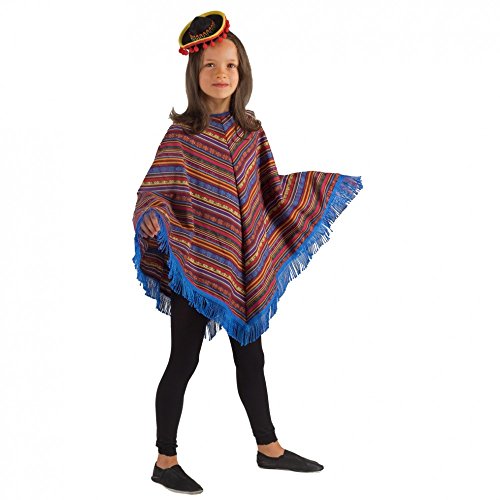 Krause & Sohn Mexikaner-Poncho Kostüm für Kinder 6-9 Jahre bunt 66 cm lang Fasching Karneval von Krause & Sohn