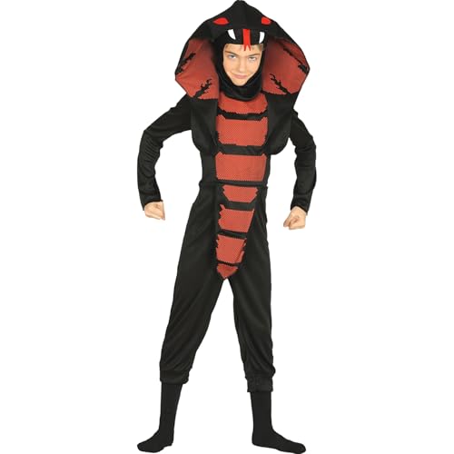 Krause & Sohn Ninja Kobra Kostüm Schlange für Kinder 3-4 Jahre Schwarz Rot Indien Tierkostüm Fasching Karneval Halloween von Krause & Sohn