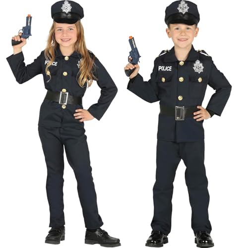 Krause & Sohn Polizei Kostüm Polizist Maddox für Kinder 4-12 Jahre Uniform mit Mütze Schwarz Fasching Karneval Berufe (10-12 Jahre) von Krause & Sohn