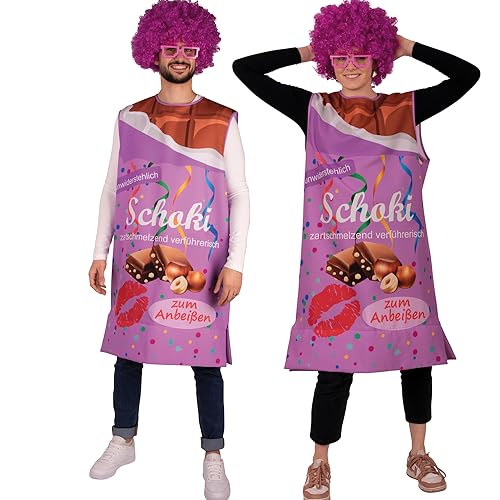 Krause & Sohn Schokoladen Kostüm Vernasch Mich Schoko für Erwachsene Gr. S-XXL lila Fasching Karneval JGA Sßigkeiten-Kostüm Schokoladentafel (XL) von Krause & Sohn