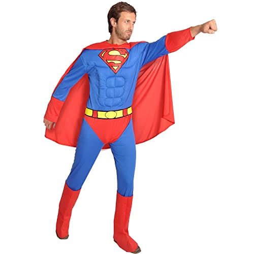 Krause & Sohn Superman Kostüm für Herren Gr. L-XL rot blau Superheld Lizenzkostüm Fasching Karneval (Large) von Krause & Sohn