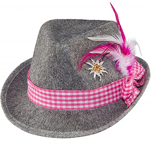 Krause & Sohn Trachtenhut Moni pink Oktoberfest Zubehör 58 cm für Damen Wiesn Wasen-Outfit von Krause & Sohn