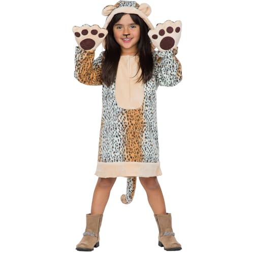 Leopard Kostüm Leopardin Wildkatze Shari für Kinder Leopard Kostüm Leopardin Wildkatze Shari für Kinder Gr. 116-152 Kleid braun mit Pfoten-Fäustlingen & Schwanz Tierkostüm Fasching (128) von Krause & Sohn