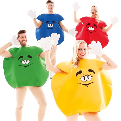 Schokolinsen Kostüm Set für 4 Erwachsene gelb grün rot blau Sweet Candy Gruppenkostüm Spaßkostüm Fasching Karneval Schokolinsen Kostüm Set für 4 Erwachsene gelb grün rot blau Sweet Candy Gruppenkostüm Spaßkostüm Fasching Karneval von Krause & Sohn