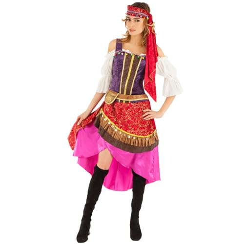 Zigeunerin Kostüm Gypsy Esmeralda für Damen Gr. S-L Kleid mit Kopfschmuck bunt Märchen Fasching Karneval (L) von Krause & Sohn