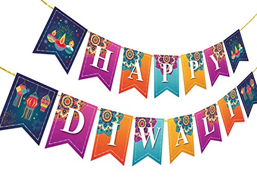 Kreatwow Happy Diwali Bunting Banner Festival der Lichter Partydekorationen Hindu Party Supplies von Kreatwow