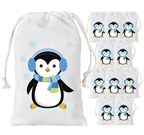 Kreatwow Pinguin Parteibevorzugungsbeutel 12er Pack - Pinguin Babyparty Geschenk Leckerbissen Bonbontüten für Polar Tiere Dekorationen, Birthday Party Supplies von Kreatwow