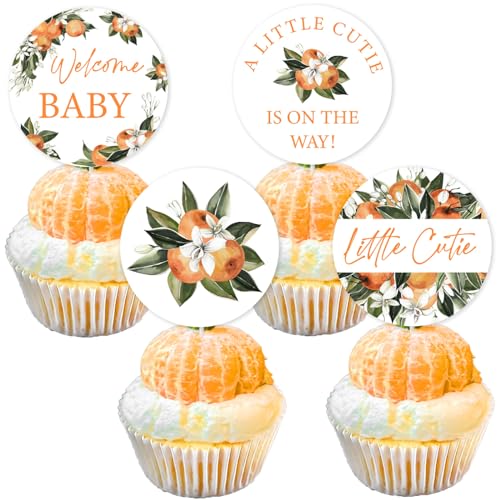 Little Cutie Cupcake-Topper, 24 Stück, Little Cutie Babyparty-Kuchenaufsätze, Willkommens-Babyparty-Dekorationen, A Little Cutie is On The Way, Zitrus-Thema von Kreatwow