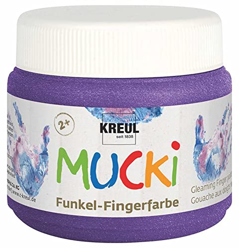 KREUL 23121 - Mucki schimmernde Funkel - Fingerfarbe, 150 ml in Zauber lila, auf Wasserbasis, parabenfrei, glutenfrei, laktosefrei und vegan, auswaschbar, vermalbar mit Pinsel und Fingern von Kreul