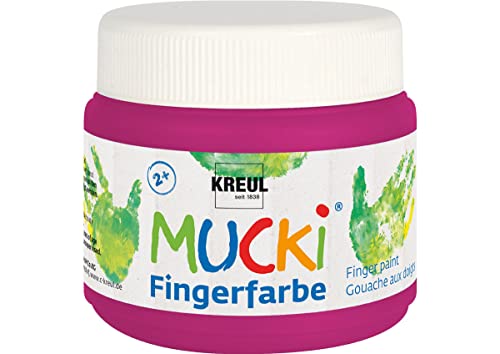 KREUL 23127 - Mucki leuchtkräftige Neon - Fingerfarbe, 150 ml in Quietsch pink, auf Wasserbasis, parabenfrei, glutenfrei, laktosefrei und vegan, auswaschbar, vermalbar mit Pinsel und Fingern von Kreul