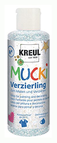 KREUL 24351 - Mucki Verzierling, Glitzerstaub, 80 ml Flasche, glitzernde Kindereffektfarbe auf Wasserbasis, parabenfrei, glutenfrei, laktosefrei, vegan, auswaschbar von Kreul