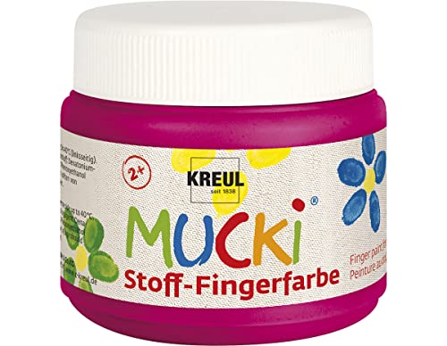 KREUL 28109 - Mucki leuchtkräftige Stoff - Fingerfarbe, 150 ml in pink, auf Wasserbasis, parabenfrei, glutenfrei, laktosefrei und vegan, optimal für die Anwendung mit Fingern und Händen von Kreul