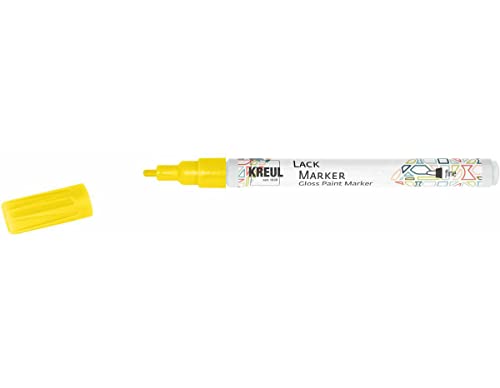 KREUL 47215 - Lackmalstift fine gelb, mit Rundspitze Strichstärke 1 - 2 mm, zum Gestalten, Beschriften und Verzieren von kleinen, originellen Geschenken, Karten, uvm. von Kreul