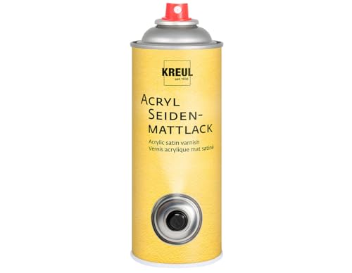 KREUL 830400 - Acryl Seidenmattlack, 400 ml Spraydose, farblos, nicht gilbend, universell einsetzbarer seidenmatt trocknender Schutzlack für Pappe, Holz, Glas, Porzellan, Keramik von Kreul