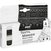 KREUL Textilmarker Black & White schwarz/weiß 4 Stück Kartonetui von Kreul