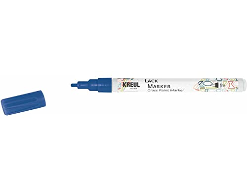 KREUL 47213 - Lackmalstift fine blau, mit Rundspitze Strichstärke 1 - 2 mm, zum Gestalten, Beschriften und Verzieren von kleinen, originellen Geschenken, Karten, uvm. von Kreul