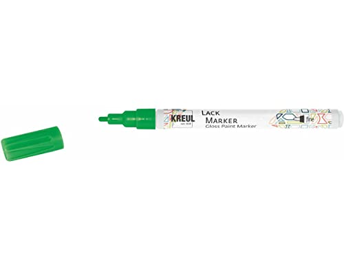 KREUL 47214 - Lackmalstift fine grün, mit Rundspitze Strichstärke 1 - 2 mm, zum Gestalten, Beschriften und Verzieren von kleinen, originellen Geschenken, Karten, uvm. von Kreul