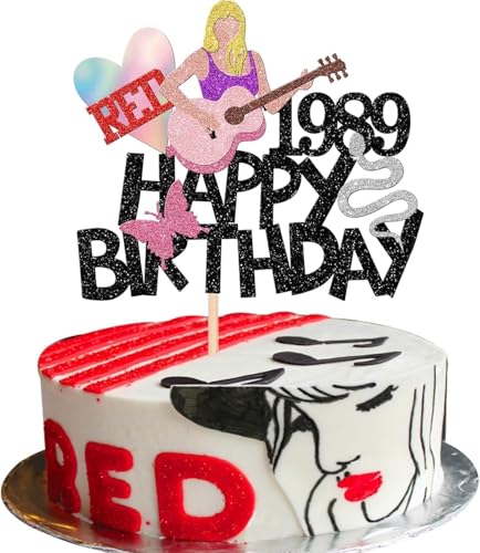 1 Stück Musik Sänger Happy Birthday Tortendeko Gitarre Popular Dance Sänger Kuchen Deko Since 1989 Kuchenaufstecker Für Lover's Concert Geburtstag Party Kuchen Dekorationen für Musik Sänger Fans von Krilucly