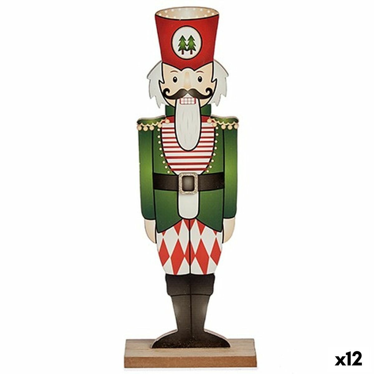 Deko-Figur Nussknacker Schwarz Rot grün Holz 8 x 40 x 15 cm (12 Stück) von Krist+