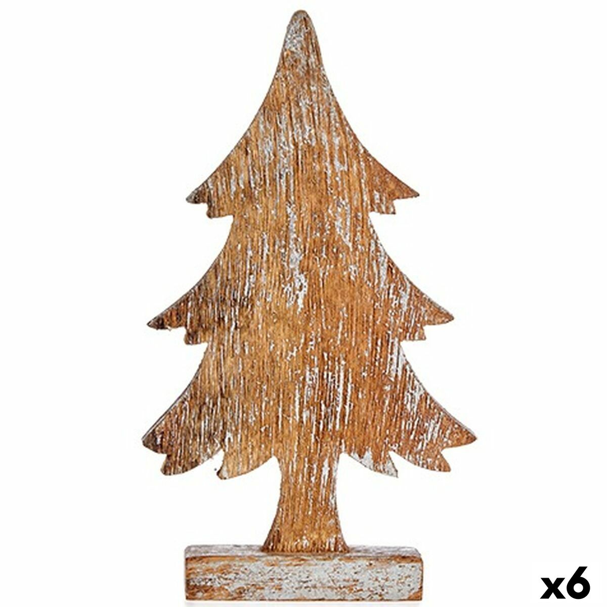 Deko-Figur Weihnachtsbaum Silberfarben Holz 5 x 31 x 15 cm (6 Stück) von Krist+