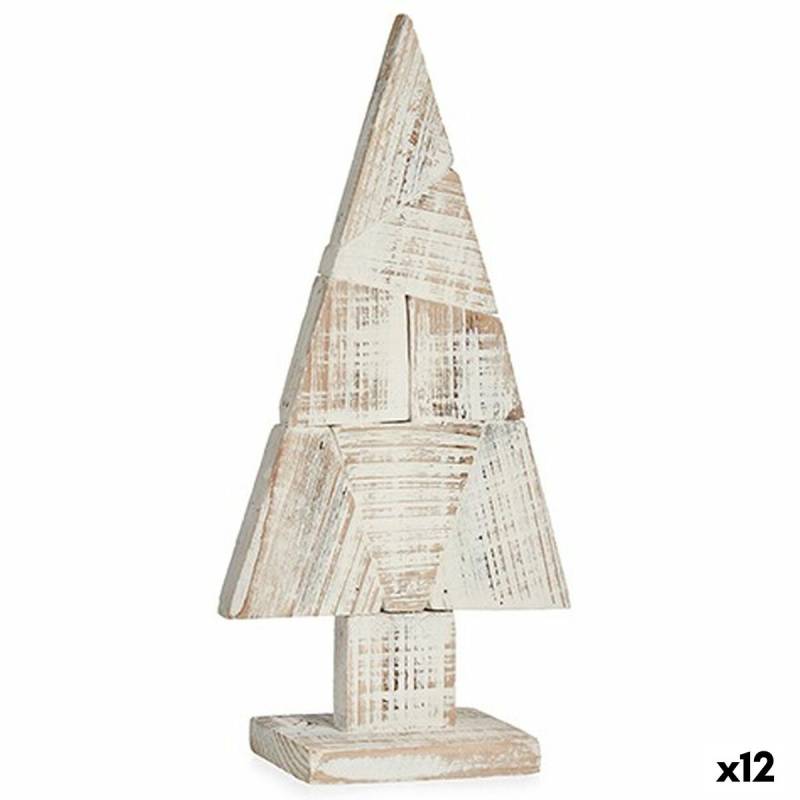 Deko-Figur Weihnachtsbaum Weiß natürlich Holz 9 x 41,5 x 20 cm (12 Stück) von Krist+