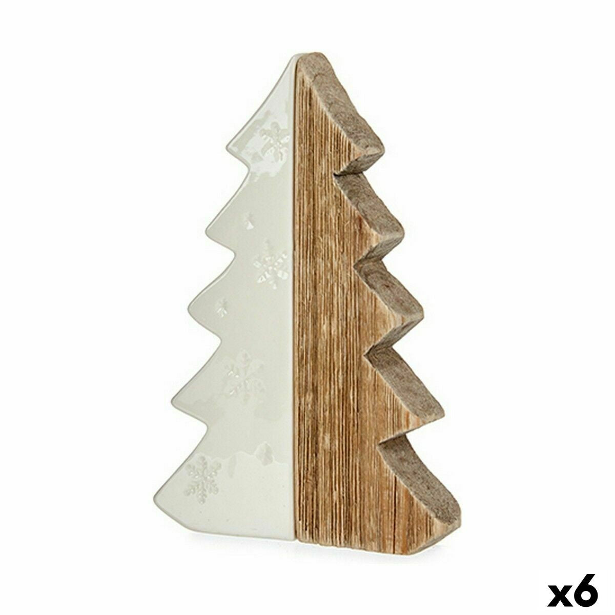 Deko-Figur Weihnachtsbaum Weiß natürlich Holz aus Keramik 3 x 21 x 14 cm (6 Stück) von Krist+