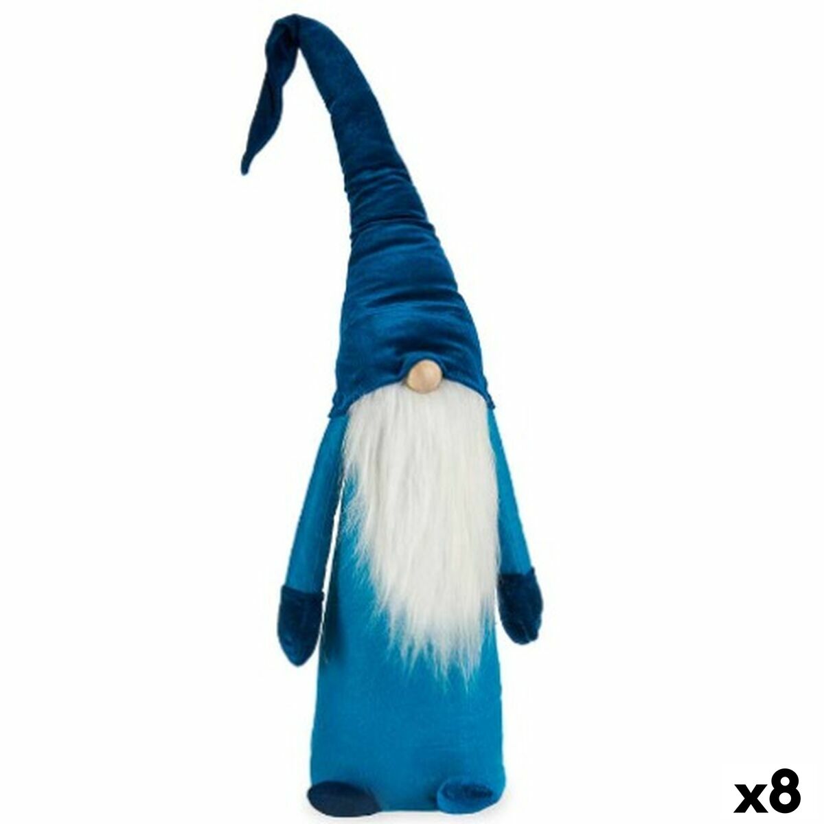 Deko-Figur Zwerg Blau Weiß Silberfarben Polyester Holz Sand 20 x 100 x 25 cm (8 Stück) von Krist+