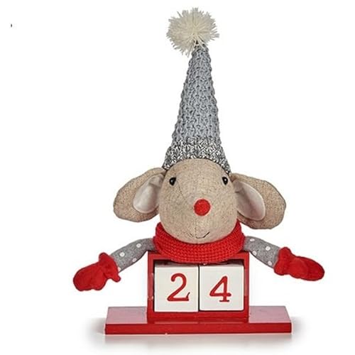 Krist+ Dekofigur Maus Kalender Rot Grau Holz 20 x 11 x 20 cm (8 Stück) von Krist+