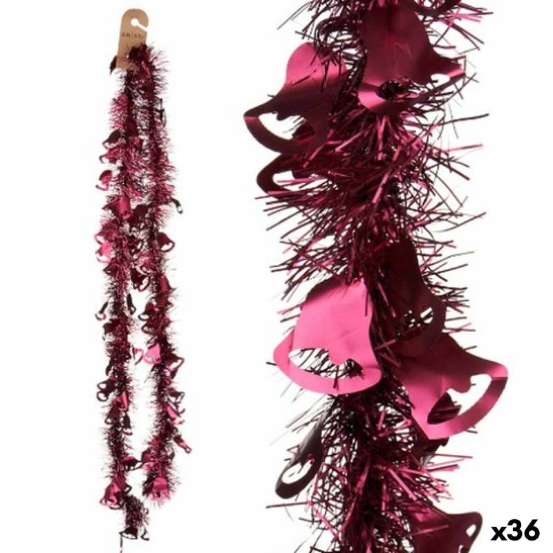 Weihnachtsgirlande Lametta Glocken Pink Kunststoff 12 x 12 x 200 cm (36 Stück) von Krist+