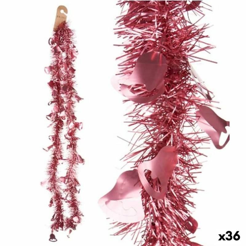 Weihnachtsgirlande Lametta Glocken Rosa Kunststoff 12 x 12 x 200 cm (36 Stück) von Krist+