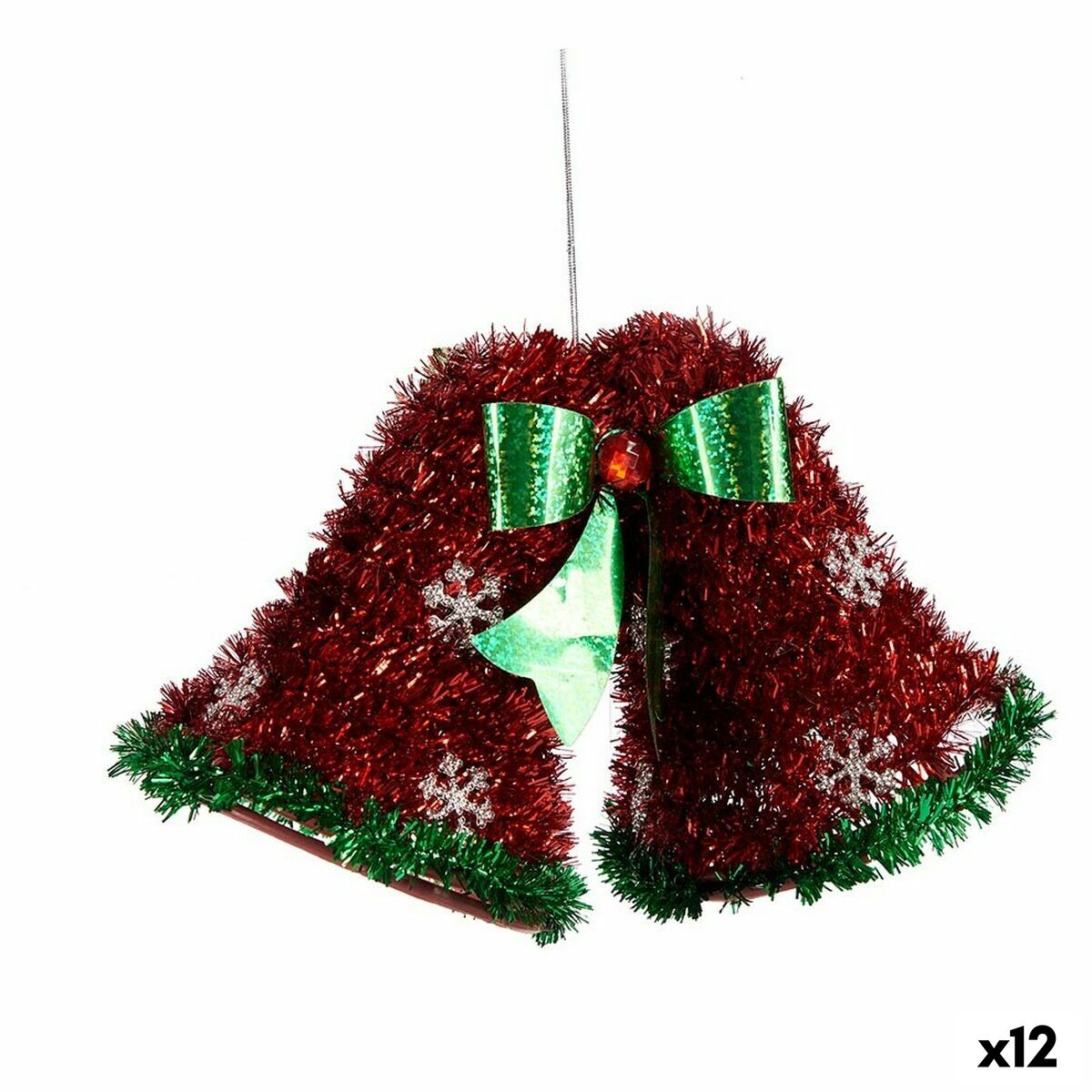 Weihnachtsschmuck Halsband Glocken Lametta Rot grün 21 x 14 x 10 cm (12 Stück) von Krist+