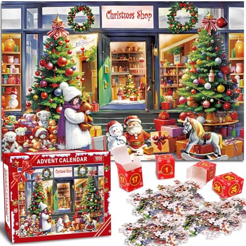 Puzzle für Erwachsene, 1008 Teile, Weihnachtsabend, Holzteil-Puzzle, mit Buchstaben auf der Rückseite, Weihnachts-Puzzle-Spiele, 24 BOXES von Kristen