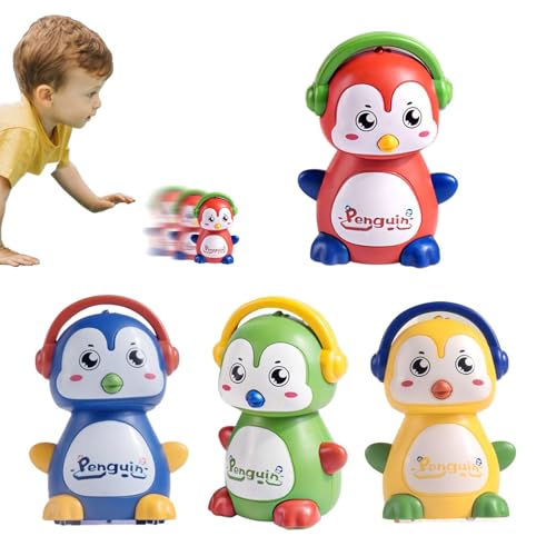 Krmoau Press & Go -Reibungsauto, Autospielzeug für Baby | 4 Stück Autospielzeug in Pinguinform - Reibungs Tierfigur Mehrzweck für Kinder Mädchen von Krmoau