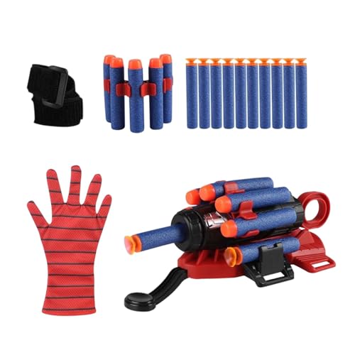 Krmoau Spinnennetz-Shooter, Spielzeug Mit Spinnenhandschuhen,Spinnennetz-Handschuhe, Shooter-Kostüm, Spielzeug Für Kinder Cosplay, Launcher, Actionfigur von Krmoau