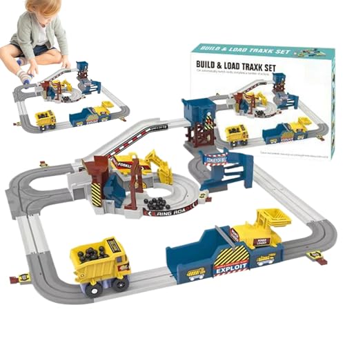 Krmoau Toy Car Track, Rennstrecke, Sichere Abenteuerstrecke Engineering Train, STEM -Bauspielzeug, Montage Elektrowagen, Bauwagen -Zugspiel für Mädchen von Krmoau