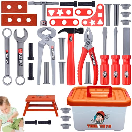 Krmoau Werkzeuge Für Kinder,Rollenspiel Hammer Zange Werkzeugset - 39 Teile Nachgebildetes Aktivitätsspiel Für Zuhause Kindergarten Garten Vorschule Krmoau Werkzeuge Für Kinder,Rollenspiel Hammer Zange Werkzeugset - 39 Teile Nachgebildetes Aktivitätsspiel Für Zuhause Kindergarten Garten Vorschule von Krmoau