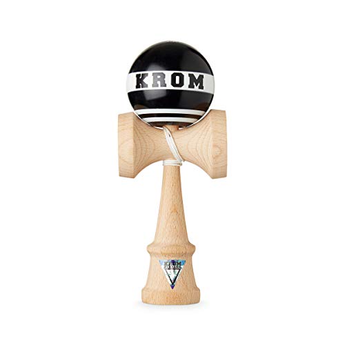 KROM Kendama STROGO schwarz - aus Holz für Anfänger und Fortgeschrittene - Geschicklichkeitsspiel für draußen und drinnen - Holzspielzeug mit Schnur und Ball - Kendama Skilltoy Kugelfangspiel von KROM